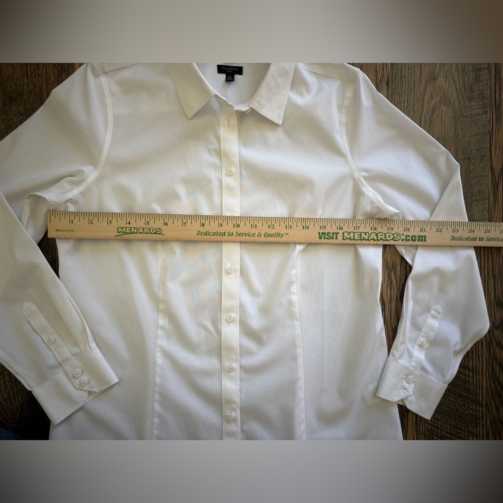 Talbots Womens White Solid Button Up Long Sleeve … - image 4